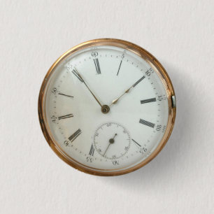 Steampunk Nostalgic Tempus Fugit Fob Watch 1 Inch Round Button