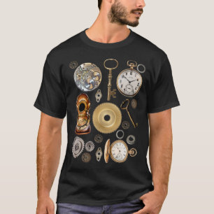Steampunk objects Gears Pocket watch Skeleton Key T-Shirt