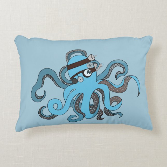 Steampunk octopus accent pillow (Front)