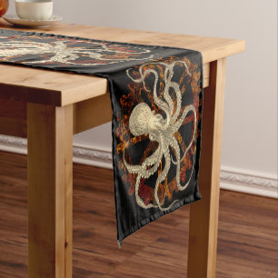 Steampunk Octopus and Rusty Clockwork Gear Short Table Runner