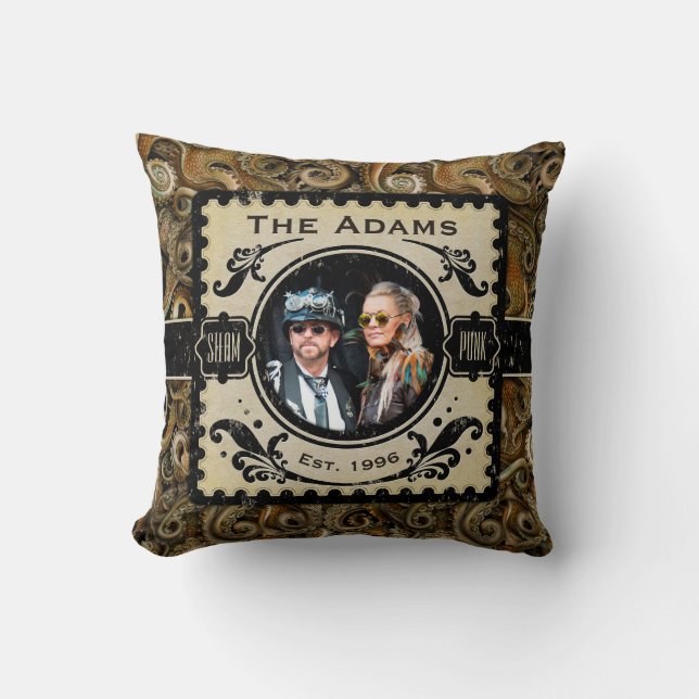 Steampunk Octopus Brown Victorian Anniversary Throw Pillow (Front)