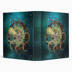 Steampunk Octopus & Clockwork Gears Binder