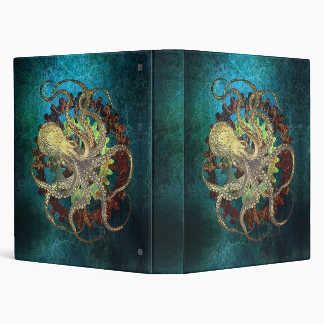 Steampunk Octopus & Clockwork Gears Binder (Background)