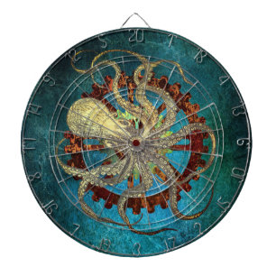 Steampunk Octopus & Clockwork Gears Dartboard