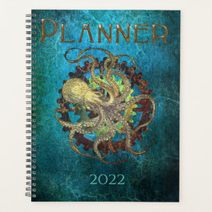 Steampunk Octopus & Clockwork Gears Planner