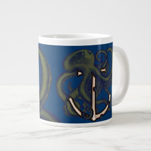 Steampunk Octopus Over Anchor Large Coffee Mug