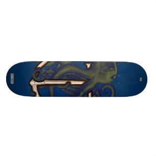 Steampunk Octopus Over Anchor Skateboard