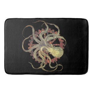 Steampunk Octopus & Rusty Clockwork Gear  Bath Mat