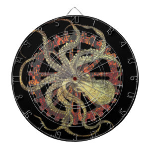 Steampunk Octopus & Rusty Clockwork Gear  Dartboard
