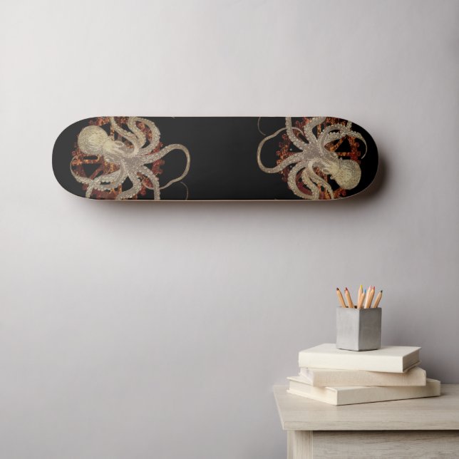 Steampunk Octopus & Rusty Clockwork Gear   Skateboard (Wall Art (Horz))