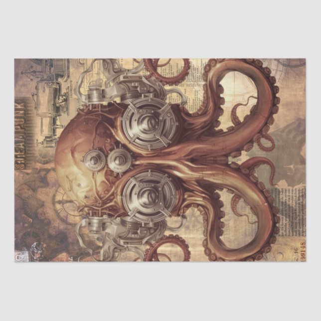 Steampunk Octopus Tissue Paper (Front)
