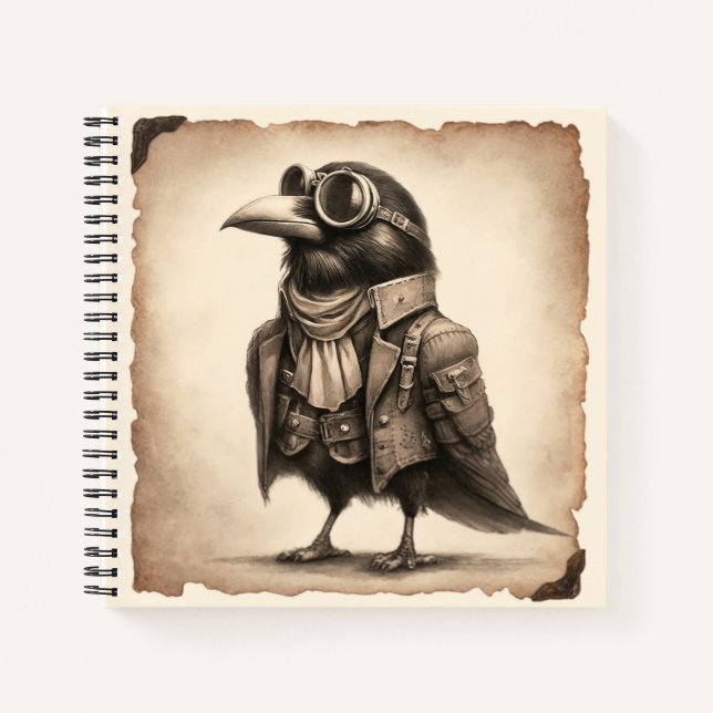Steampunk Old Crow Photo Spiral Carnet (Devant)