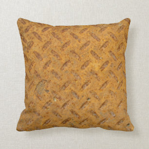 Steampunk Old Rusty Plating Metal Effect Throw Pillow