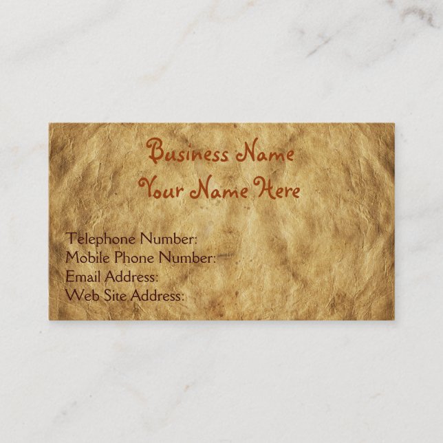 Steampunk Old Vintage Paper-effect Business Cards (Front)