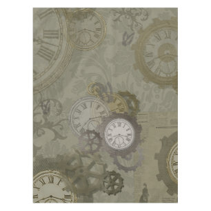 Steampunk olive green  vintage print tablecloth