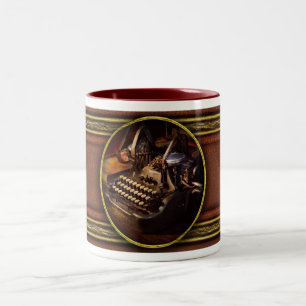 Steampunk - Oliver's typing machine Two-Tone Coffee Mug