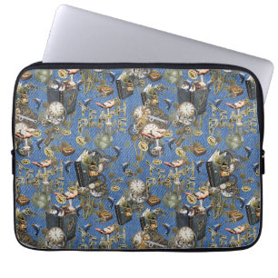 Steampunk on Blue Denim Laptop Sleeve