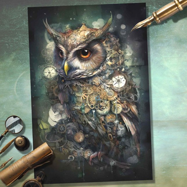 Steampunk Owl 3 Decoupage Paper (Creator Uploaded)