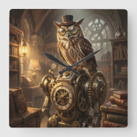 steampunk owl clockwork art clock