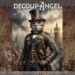 Steampunk Owl -Decoupage- Tissue Paper