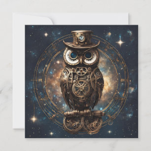 Steampunk Owl Holiday Card