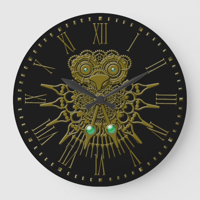 Steampunk Owl Large Clock (Front)