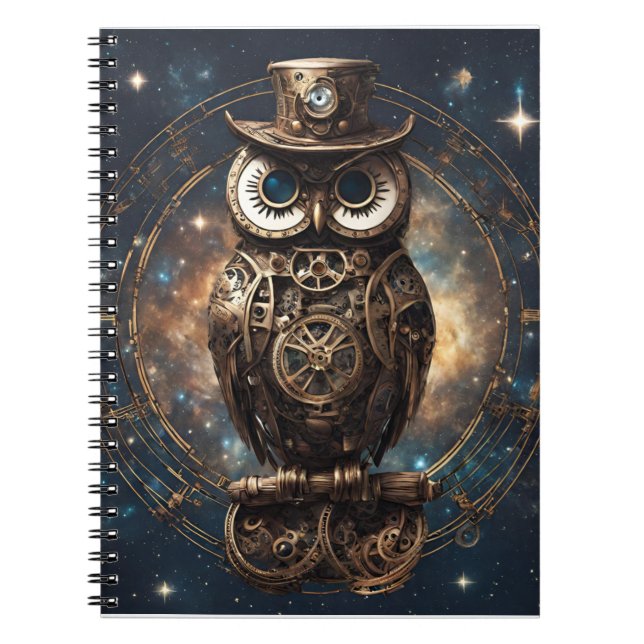 Steampunk Owl  Notebook (Front)