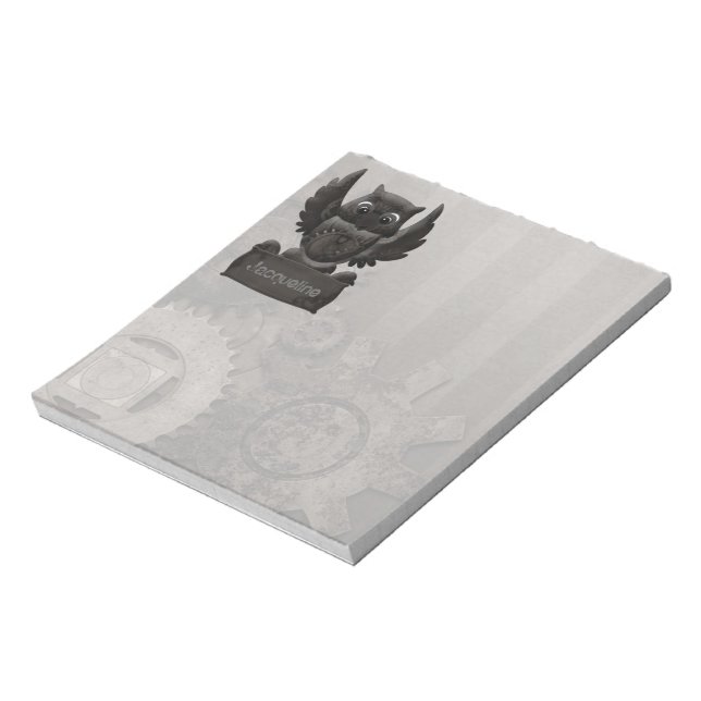 Steampunk Owl Notepad (Rotated)