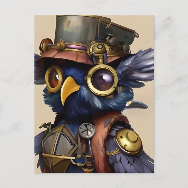 Steampunk Owl Postcard (Front)