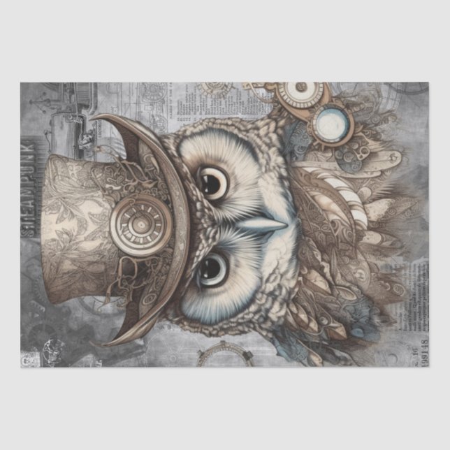Steampunk Owl Tissue Paper (Front)
