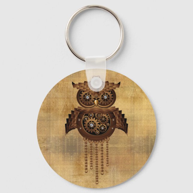 Steampunk Owl Vintage Style Keychains (Front)