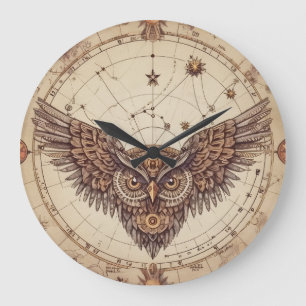 Steampunk Owl Wings Wall Clock   Vintage Mechanica