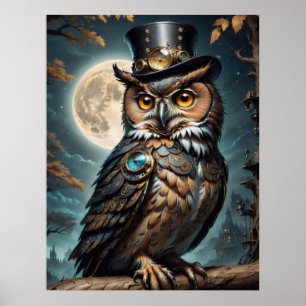 Steampunk Owl . Wisdom Poster