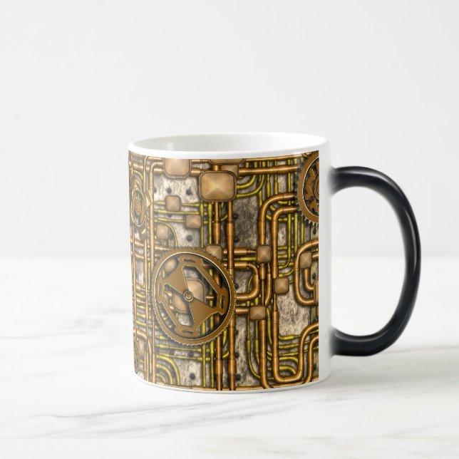 Steampunk Panel - Gears and Pipes - Brass Magic Mug (Right)