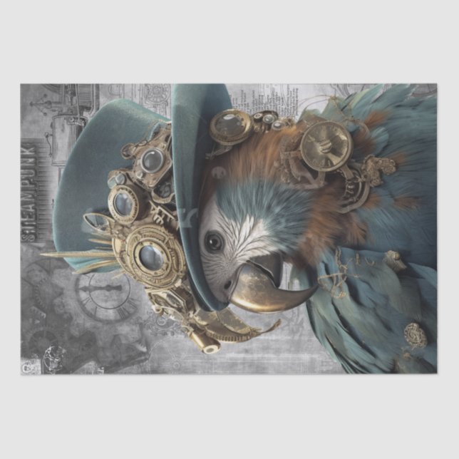 Steampunk Parrot Tissue Paper (Front)