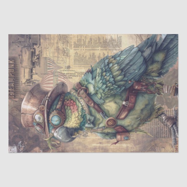 Steampunk Parrot Tissue Paper (Front)