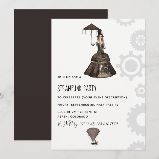 Steampunk Party Invitation (Front/Back)