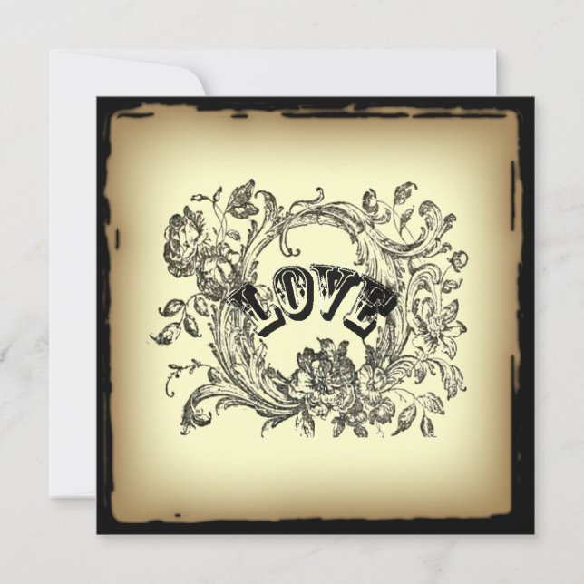 steampunk pastel yellow flourish swirls victorian invitation (Front)
