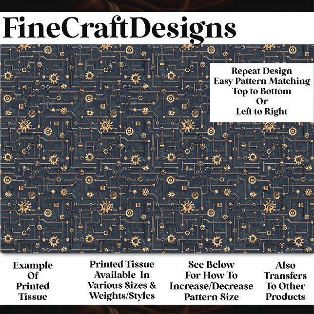 Steampunk Pattern Of Gears & Pipes BL7 Decoupage Tissue Paper (Creator Uploaded)