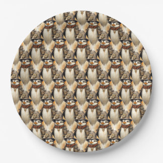 Steampunk Penguin 1 Pattern Paper Plate