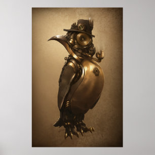 Steampunk Penguin Print
