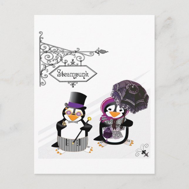 Steampunk Penguins Postcard (Front)