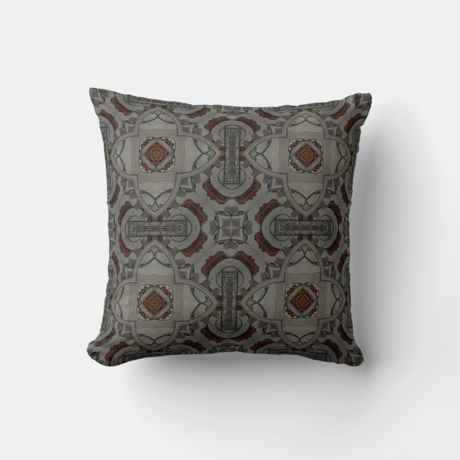 Steampunk Pewter Cogs II Throw Pillow (Front)