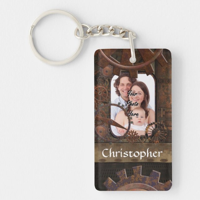 Steampunk photo background keychain (Front)