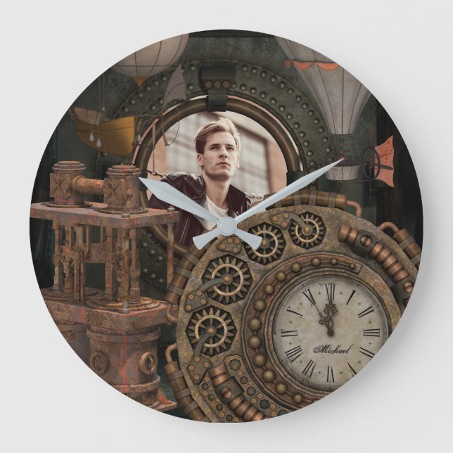 Steampunk Photo Frame Industrial Clock Machinery (Front)