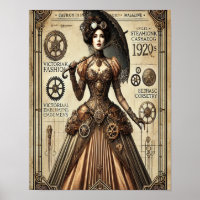 Steampunk Pin-Up Art, Poster 1, Glamour & Vintage