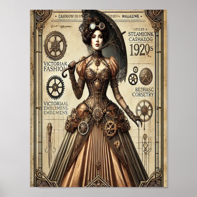 Steampunk Pin-Up Art, Poster 1, Glamour & Vintage (Front)