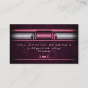 Steampunk, pink hearts and gears, Monogram Business Card