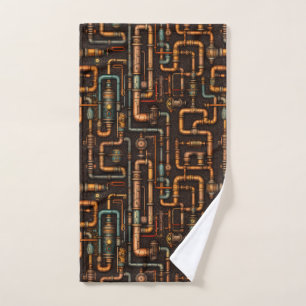 Steampunk pipes pattern hand towel