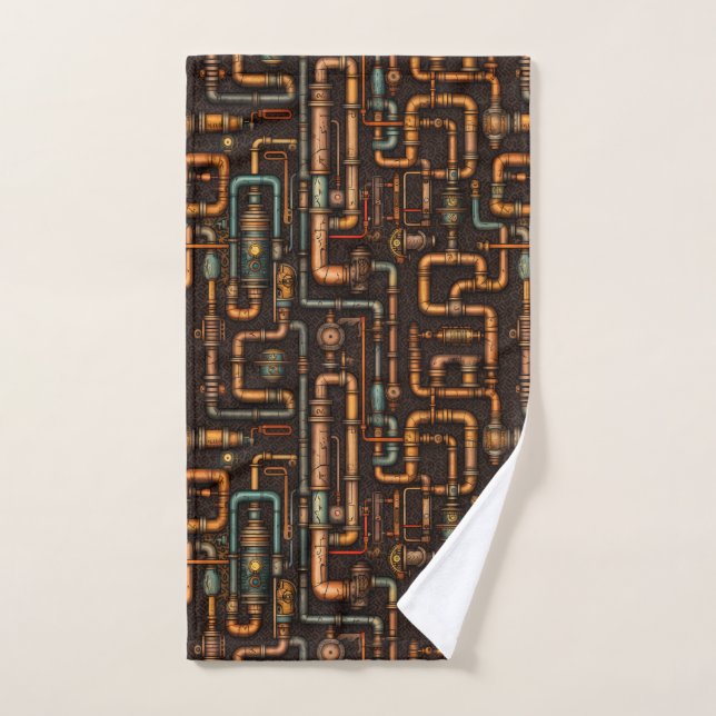 Steampunk pipes pattern hand towel (Hand Towel)